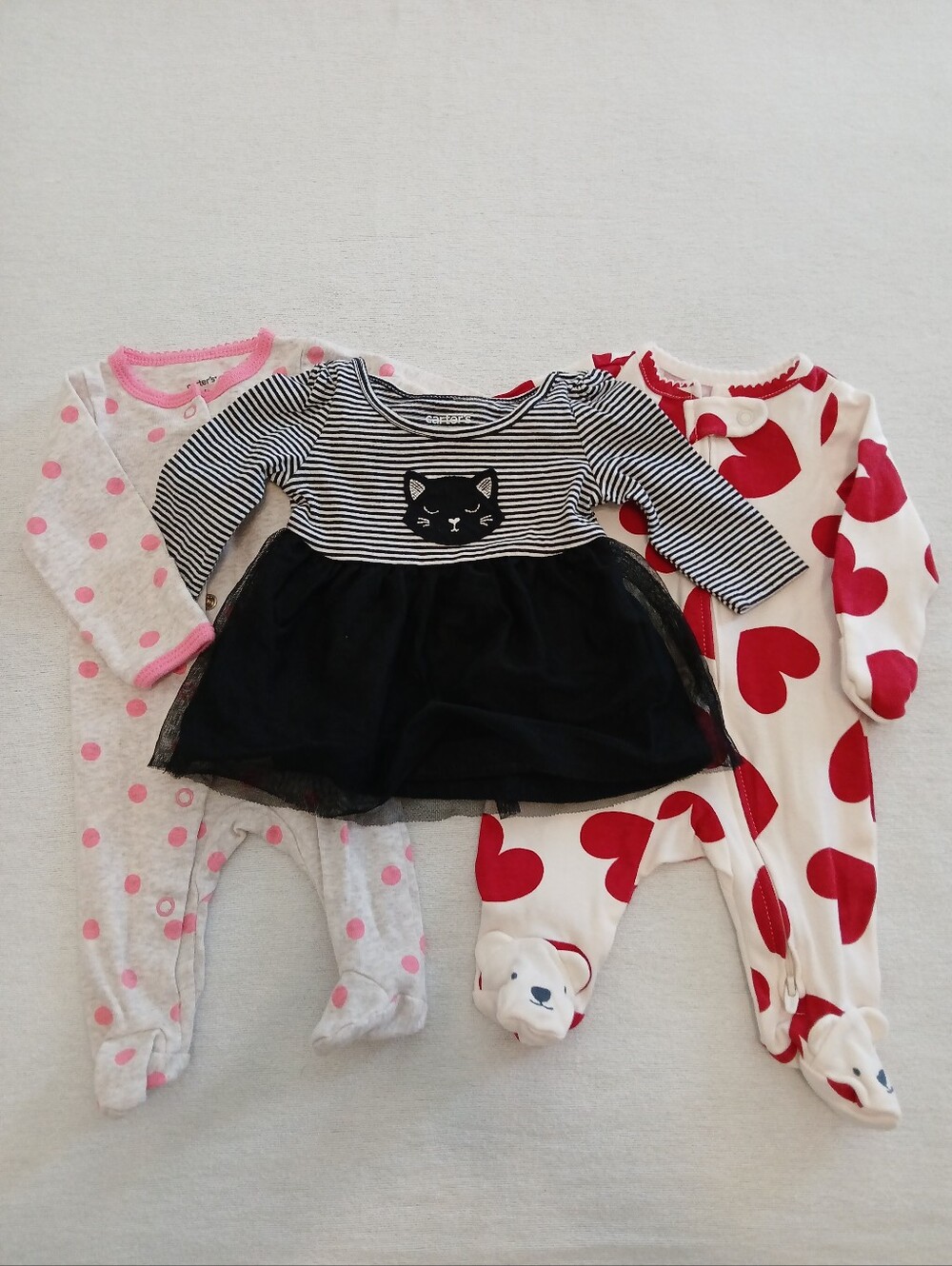 Bundle Girls Newborn Footed Jammies Black Cat Tutu Shirt Long Sleeve Carter's